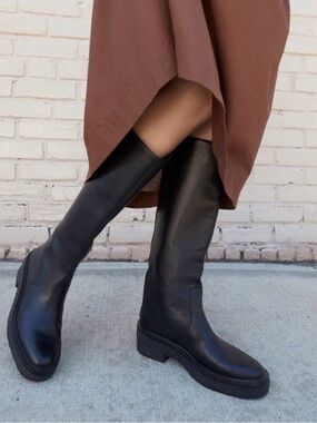 Loeffler Randall Black Over-the-Knee Leather Boots